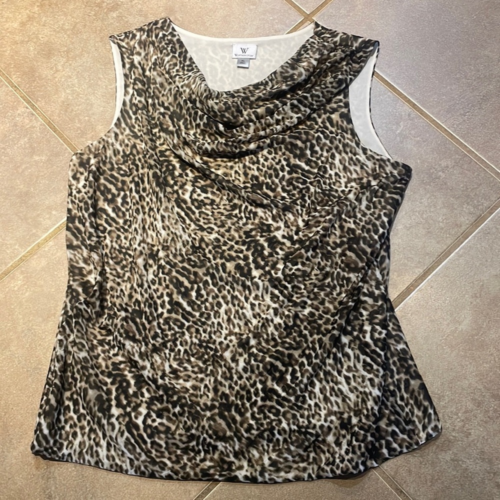 Worthington Silk like Animal Print Blouse! Size Xl